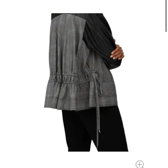 Adeam size medium Glen check and leather jacket blazer. No callouts - Picture 3 of 10